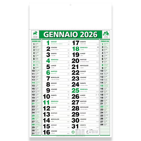 Calendario 2026 da muro mensile bicolore