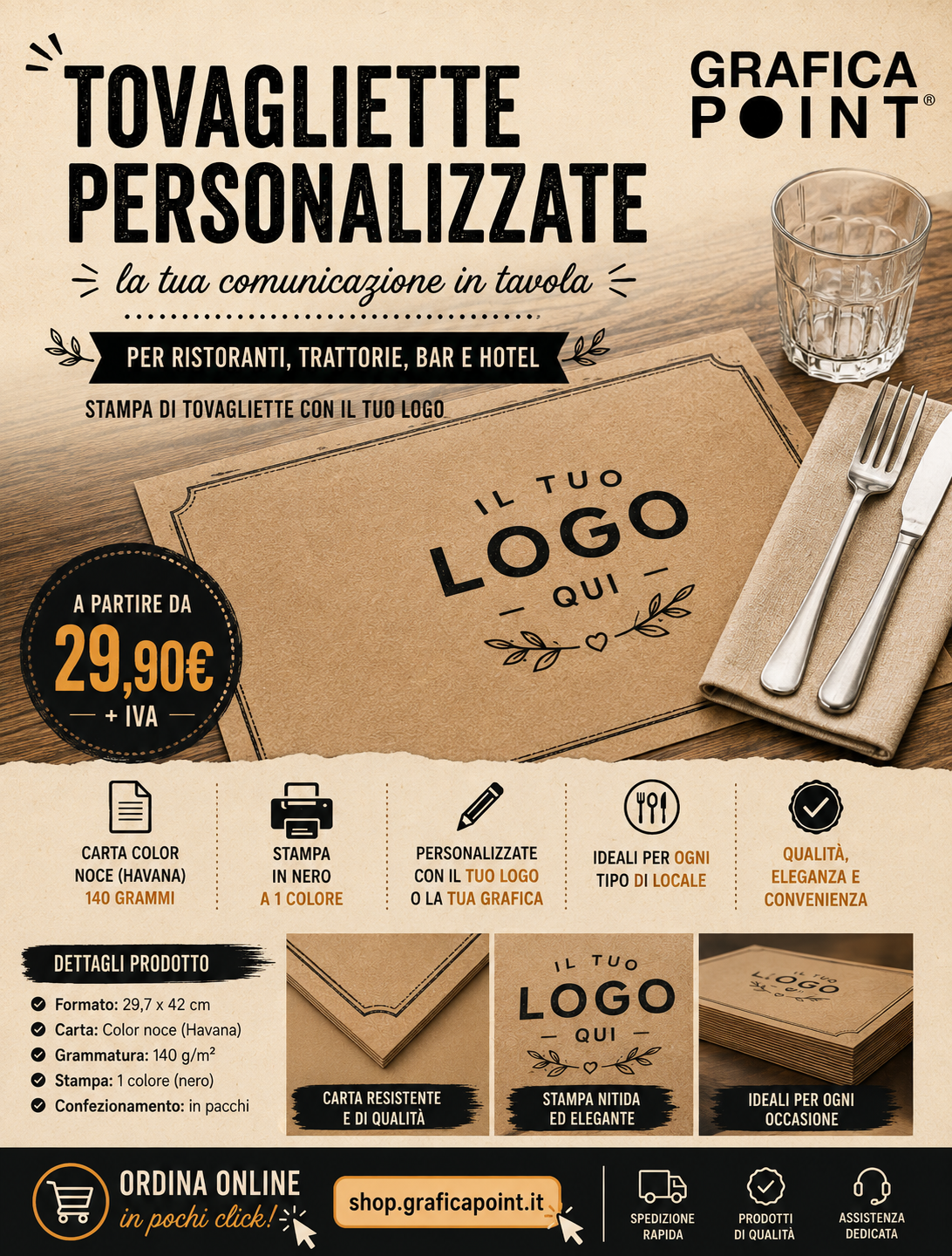 Stampa tovagliette personalizzate in carta 140 gr.